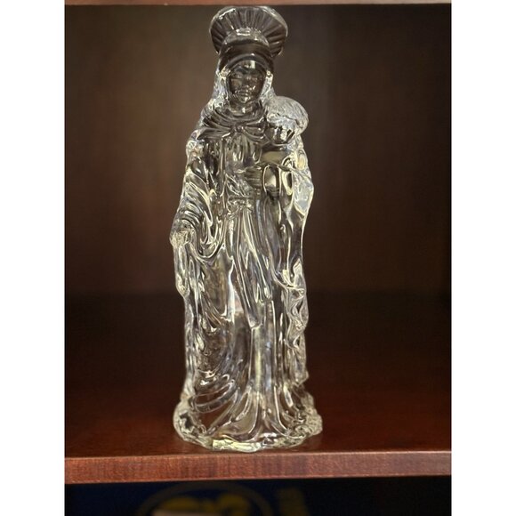 Glass Madonna Holding Baby Jesus Figurine Virgin Mary Christ Child 12” Tall - Picture 1 of 11